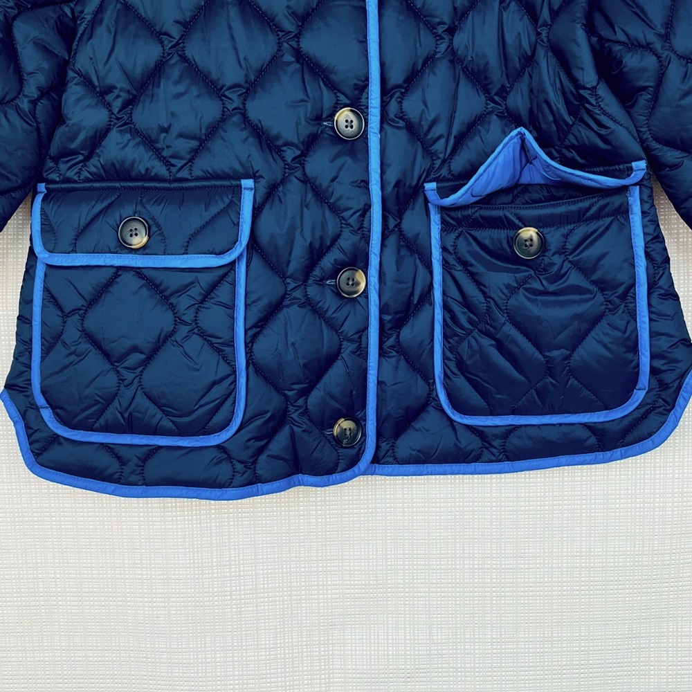 NWT Boden Quilted Jacket Preppy Collarless Jacket Quilted Coat Contrast Piping - Picture 6 of 15